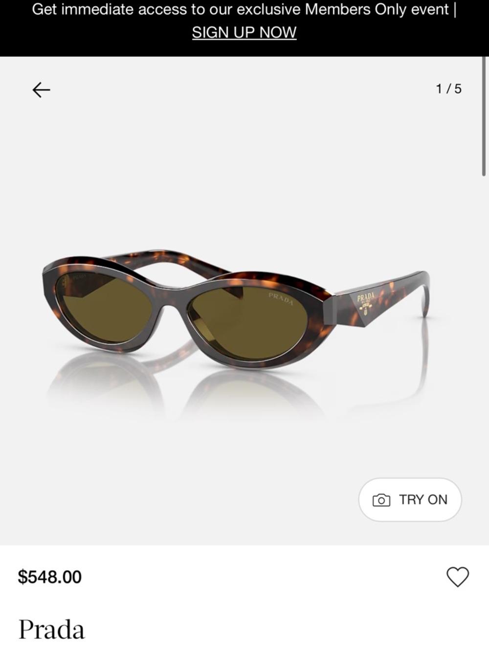 Prada Tortoiseshell Cat-Eye Sunglasses with Brown Lenses